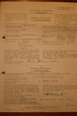ontslagbewijs uit krijgsgevangenschap op 12 sept.1945