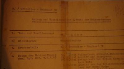 Detail van de Nahkampf lijst.(boven)