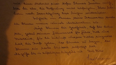 onderste deel van de brief aan vader van Willi Löhr.