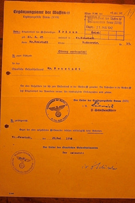 Document van het wervingsbureau van de SS