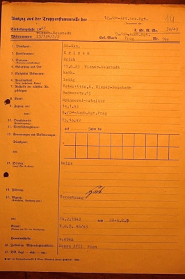 Auszug aus der Truppenstammrolle  der 12./SS-Art.Erf.Rgt (voorzijde)