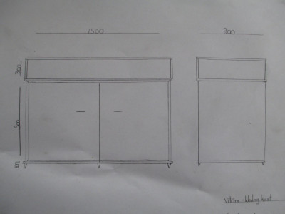 Aanzichten tekening met buitenwerkse maten