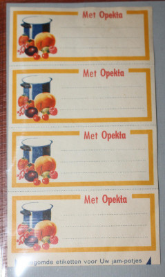 opekta jam etiketten.