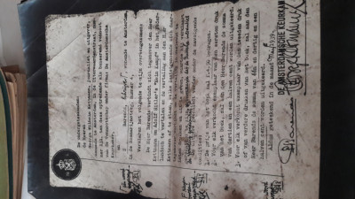 De kopie van de brief aan Steven Barends voor het vertalen van Mein Kampf.