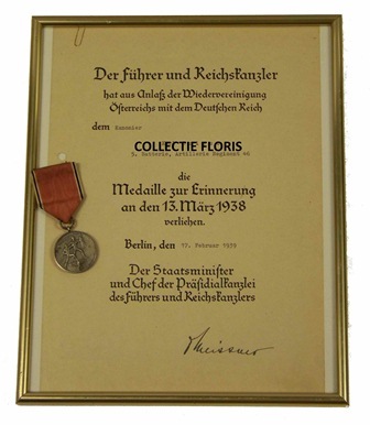 Medaille voor de annexatie van Oostenrijk, 13 maart 1938.